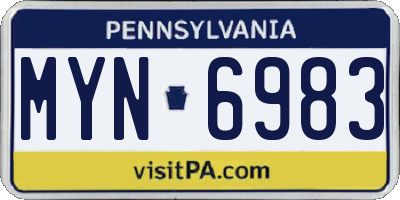 PA license plate MYN6983