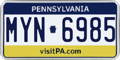 PA license plate MYN6985