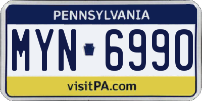 PA license plate MYN6990
