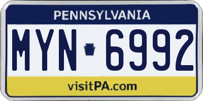 PA license plate MYN6992