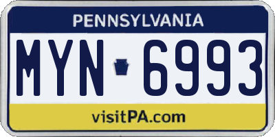 PA license plate MYN6993