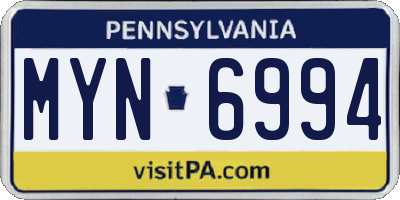 PA license plate MYN6994