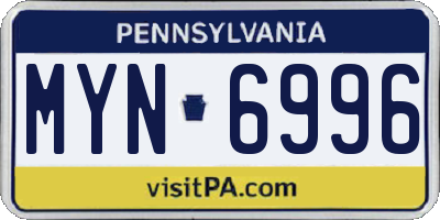 PA license plate MYN6996
