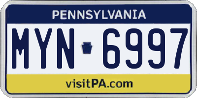 PA license plate MYN6997