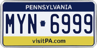 PA license plate MYN6999