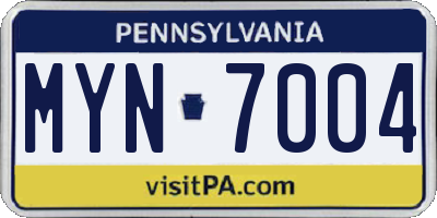 PA license plate MYN7004