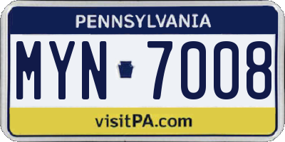 PA license plate MYN7008