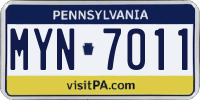PA license plate MYN7011