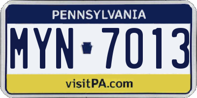 PA license plate MYN7013
