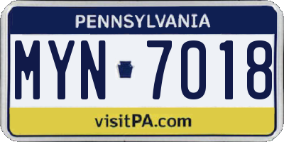 PA license plate MYN7018