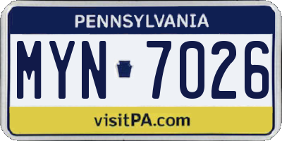 PA license plate MYN7026