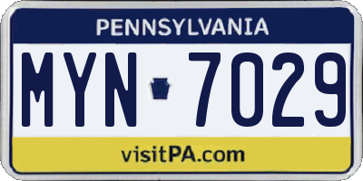 PA license plate MYN7029