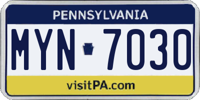 PA license plate MYN7030