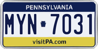 PA license plate MYN7031
