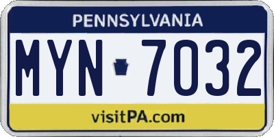 PA license plate MYN7032