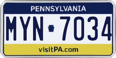 PA license plate MYN7034