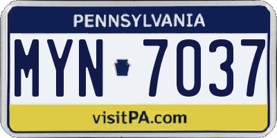 PA license plate MYN7037