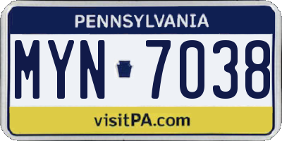 PA license plate MYN7038