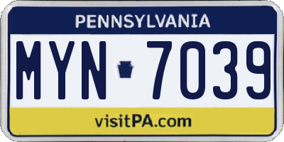 PA license plate MYN7039