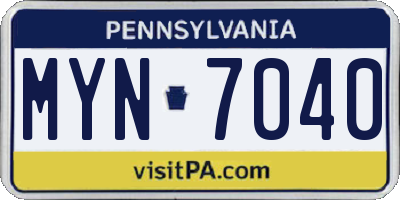 PA license plate MYN7040