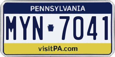 PA license plate MYN7041