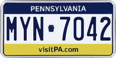 PA license plate MYN7042