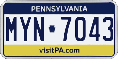 PA license plate MYN7043