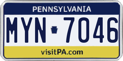 PA license plate MYN7046