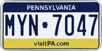 PA license plate MYN7047
