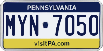 PA license plate MYN7050