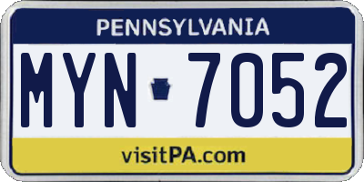 PA license plate MYN7052