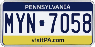 PA license plate MYN7058