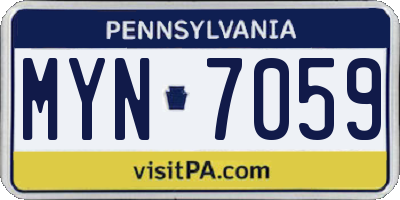 PA license plate MYN7059