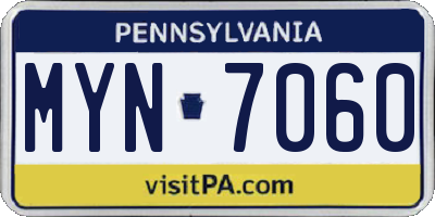 PA license plate MYN7060