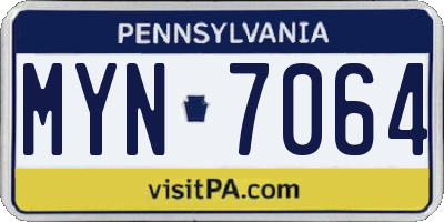 PA license plate MYN7064