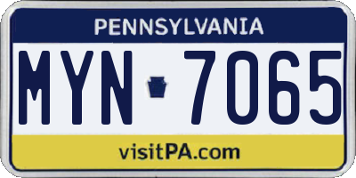PA license plate MYN7065
