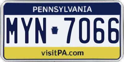 PA license plate MYN7066
