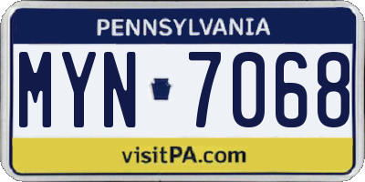 PA license plate MYN7068