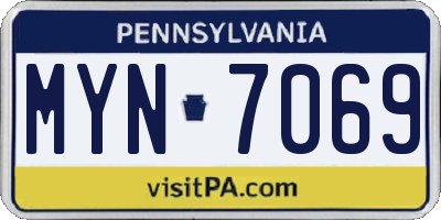PA license plate MYN7069