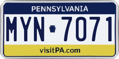 PA license plate MYN7071