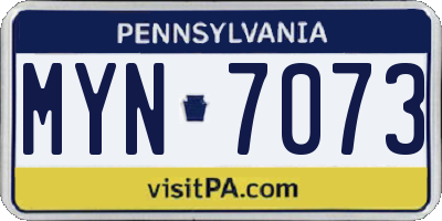 PA license plate MYN7073