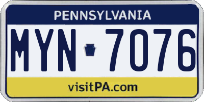 PA license plate MYN7076