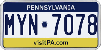 PA license plate MYN7078