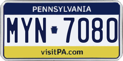 PA license plate MYN7080