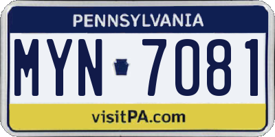 PA license plate MYN7081