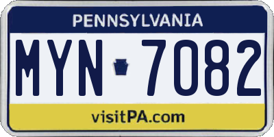 PA license plate MYN7082