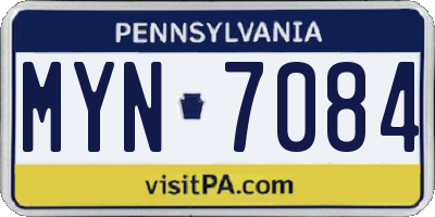 PA license plate MYN7084