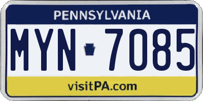 PA license plate MYN7085
