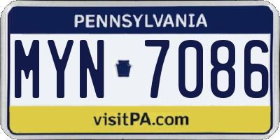 PA license plate MYN7086