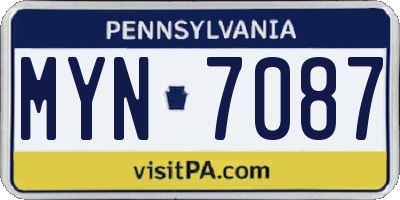 PA license plate MYN7087